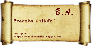 Brecska Anikó névjegykártya